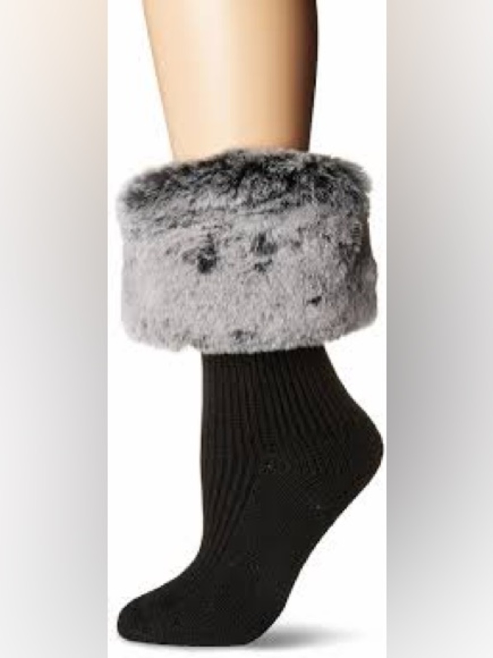 UGG Gray Faux Fur Cuff Boot Socks